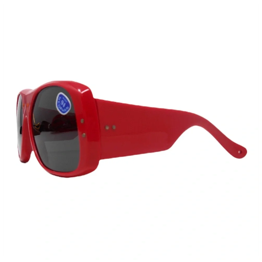 Vintage Red Thick Framed MOD Sunglasses,‎ Oversized, Made in France, Deadstock